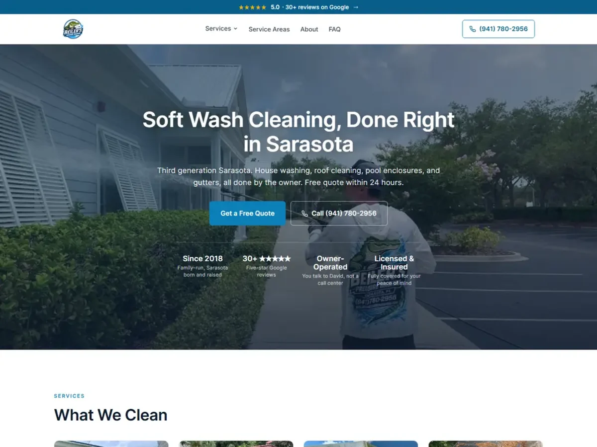 Beiler's Pressure Washing homepage
